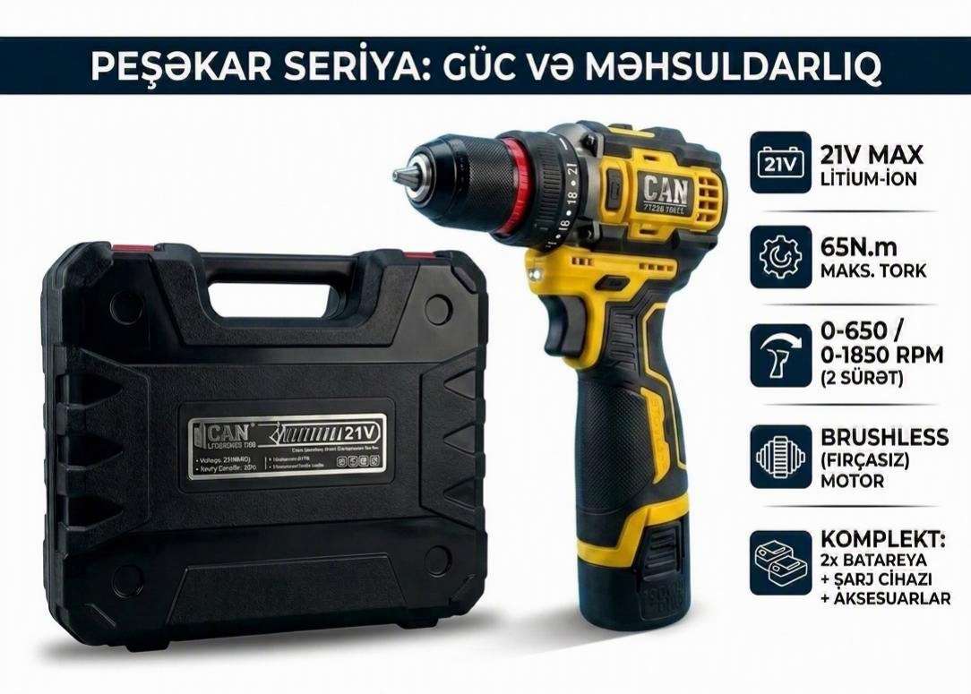 CAN fırçasız (brushless) akkumulyatorlu şurupbağlayan (21V)