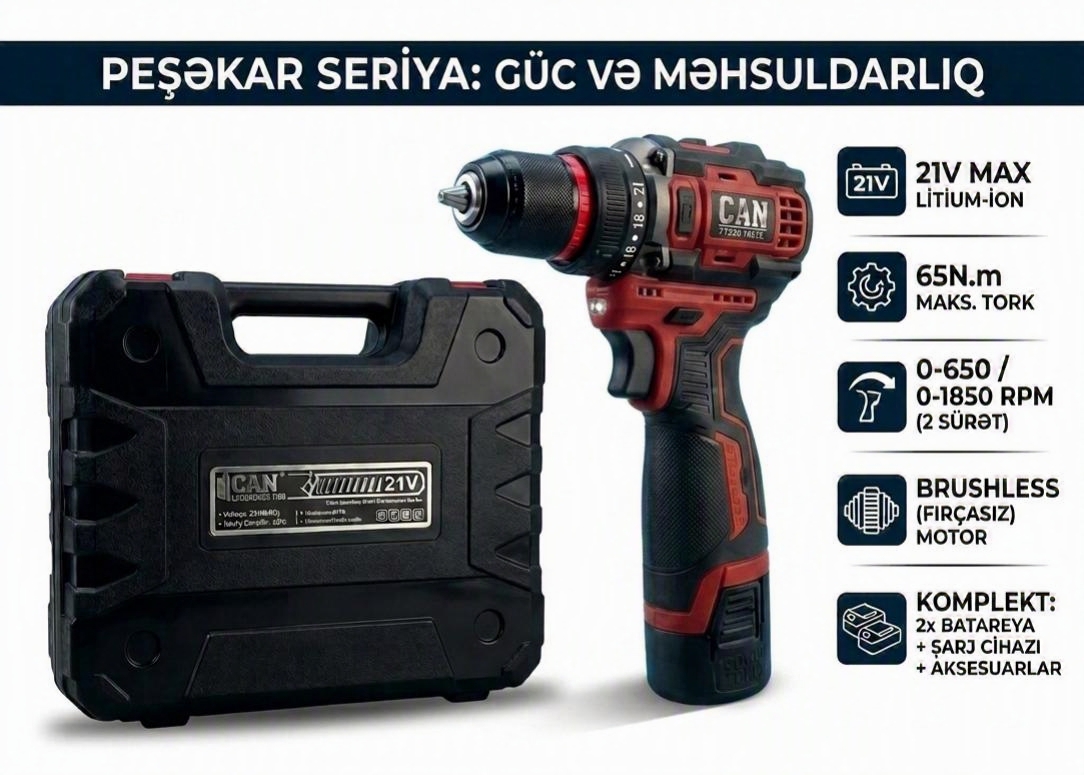 CAN fırçasız (brushless) akkumulyatorlu şurupbağlayan (21V)