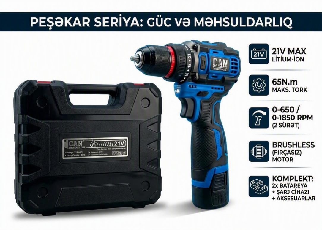 CAN fırçasız (brushless) akkumulyatorlu şurupbağlayan (21V)